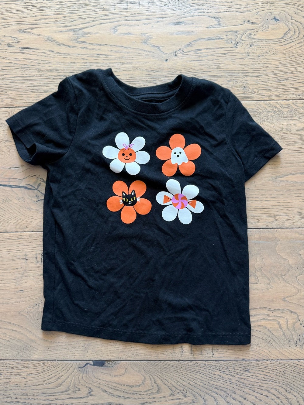 Cat & Jack 3T Halloween Flower Graphic T-Shirt Black